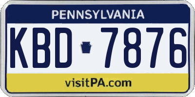 PA license plate KBD7876