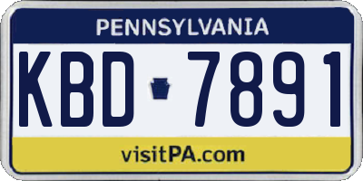 PA license plate KBD7891