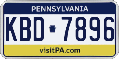 PA license plate KBD7896