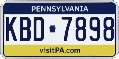 PA license plate KBD7898