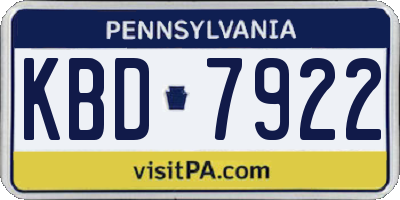 PA license plate KBD7922