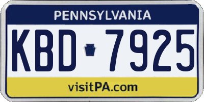 PA license plate KBD7925