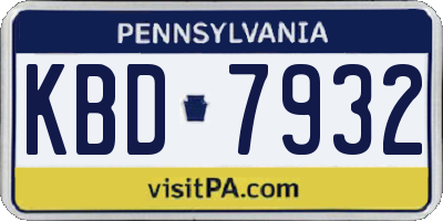 PA license plate KBD7932