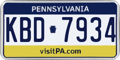 PA license plate KBD7934