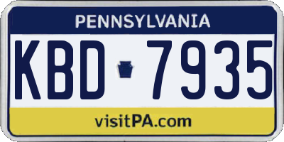 PA license plate KBD7935