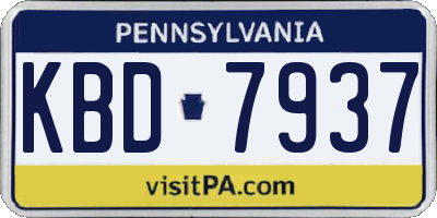 PA license plate KBD7937