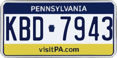PA license plate KBD7943