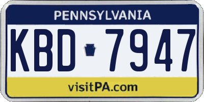 PA license plate KBD7947