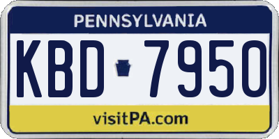 PA license plate KBD7950