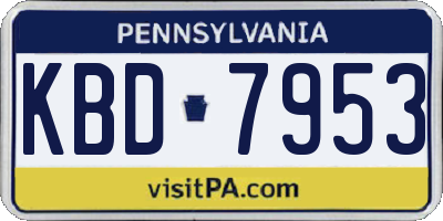 PA license plate KBD7953