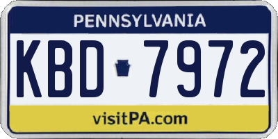 PA license plate KBD7972