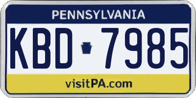 PA license plate KBD7985