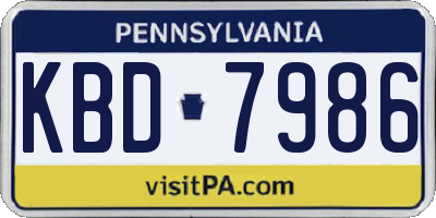PA license plate KBD7986