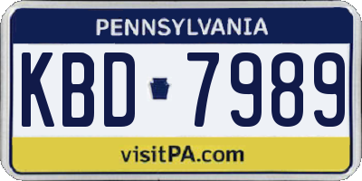 PA license plate KBD7989