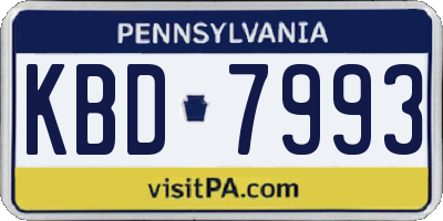 PA license plate KBD7993