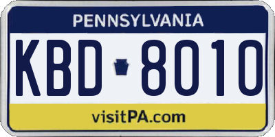PA license plate KBD8010