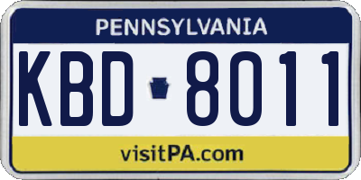 PA license plate KBD8011