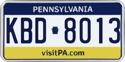 PA license plate KBD8013
