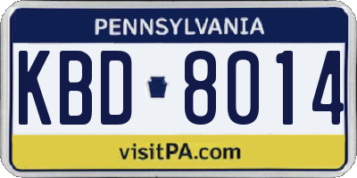 PA license plate KBD8014