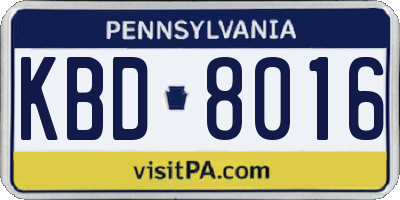 PA license plate KBD8016