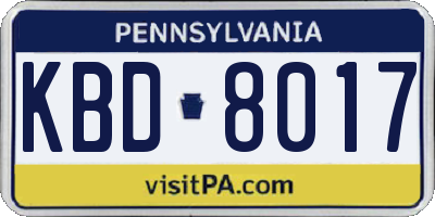 PA license plate KBD8017