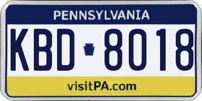 PA license plate KBD8018