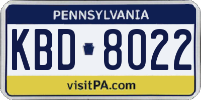 PA license plate KBD8022