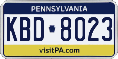 PA license plate KBD8023