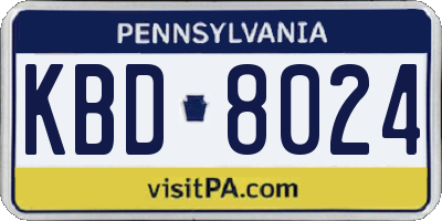 PA license plate KBD8024