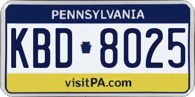PA license plate KBD8025