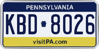 PA license plate KBD8026