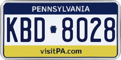 PA license plate KBD8028