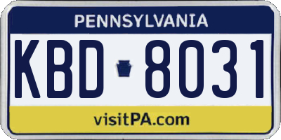 PA license plate KBD8031