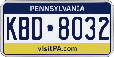 PA license plate KBD8032