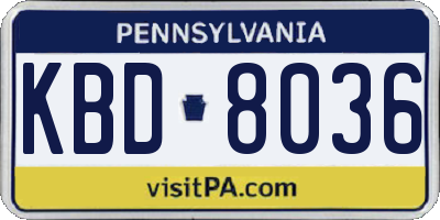 PA license plate KBD8036