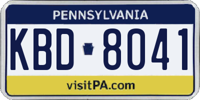 PA license plate KBD8041