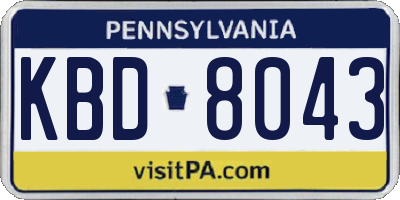 PA license plate KBD8043