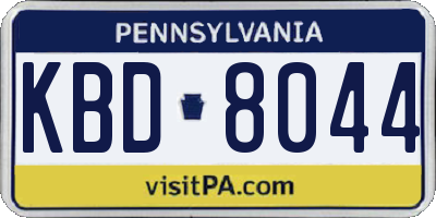 PA license plate KBD8044