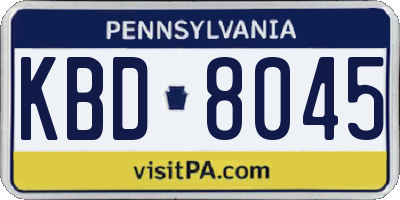 PA license plate KBD8045