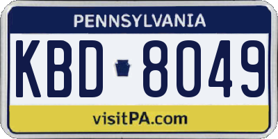 PA license plate KBD8049