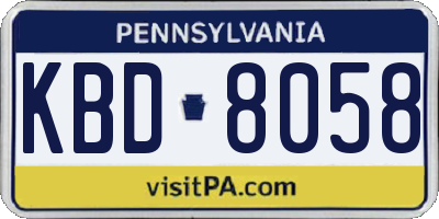 PA license plate KBD8058