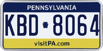 PA license plate KBD8064