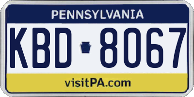 PA license plate KBD8067