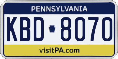 PA license plate KBD8070