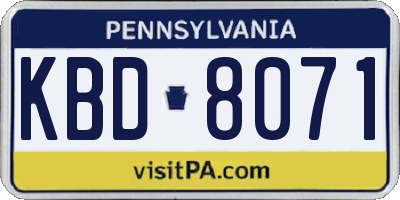 PA license plate KBD8071