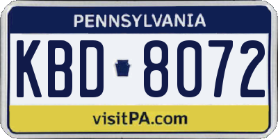 PA license plate KBD8072
