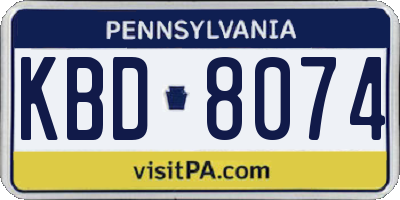 PA license plate KBD8074