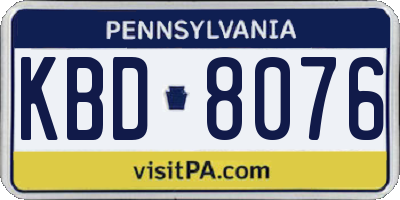 PA license plate KBD8076