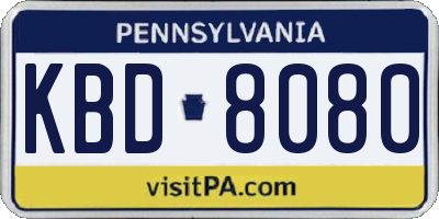 PA license plate KBD8080