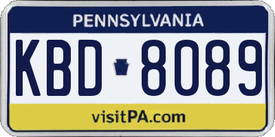 PA license plate KBD8089